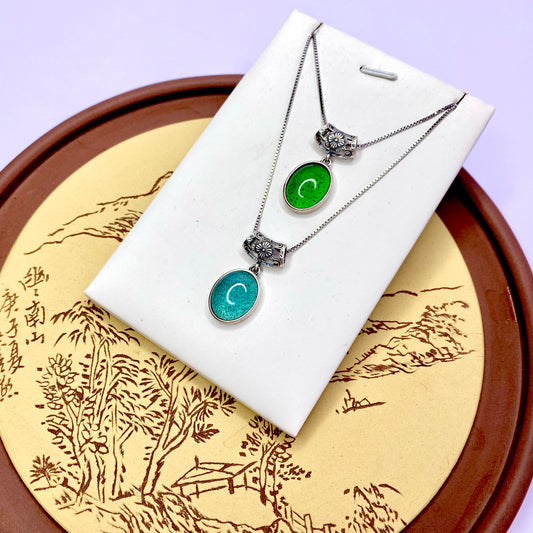 【Midsummer Night's Dream series】China Longquan Celadon Glaze Drops Intangible Inheritance Technology Classical Handmade Necklace Jewelry Gifts