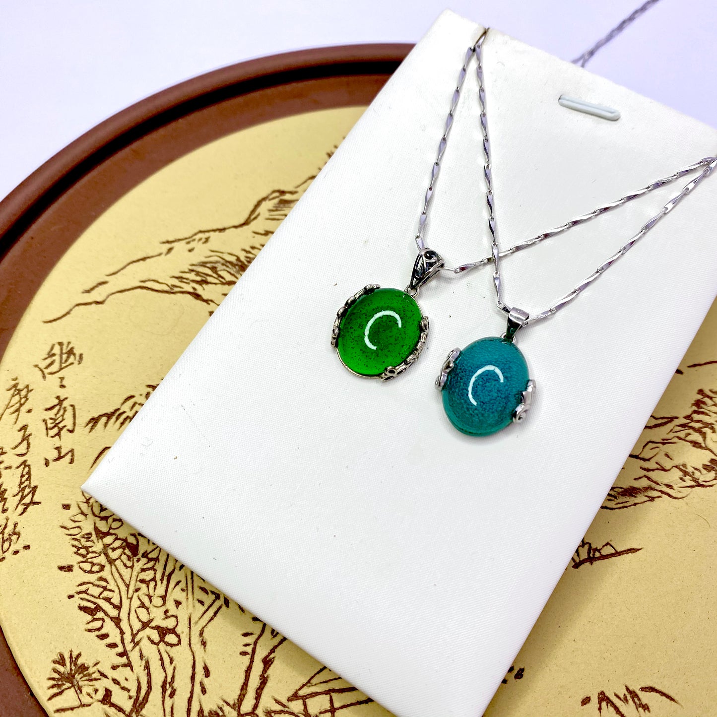 【Tears in the sky series】China Longquan Celadon Glaze Drops Intangible Inheritance Technology Classical Handmade Necklace Jewelry Gifts